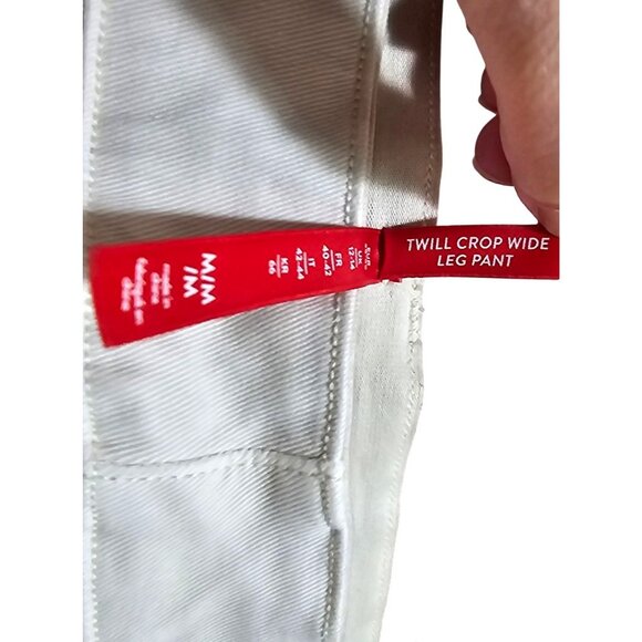 Spanx White Twill Crop Wide-Leg Cotton Blend High-Waist Pants M/M - Picture 10 of 16